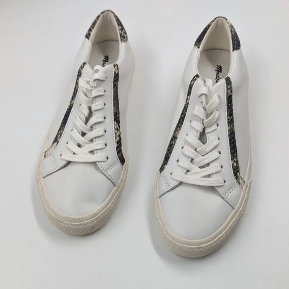 MADEWELL Sidewalk Low-Top Leather & Snake-Print Sneakers NWOB Sz 9 - Picture 5 of 14